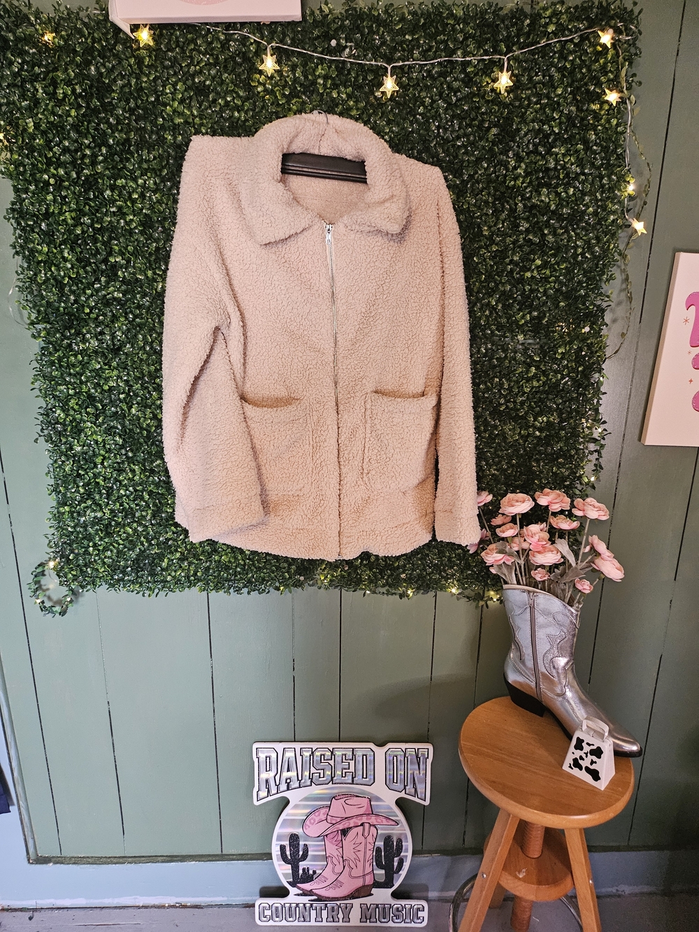 Plush Zip-Up Teddy Jacket in Light Pink